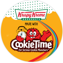 Krispy Kreme and Cookie Time Logos together with the Cookie Time monster