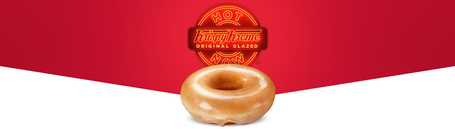 When the Krispy Kreme Hot Now Sign is on - that means Fresh off the line Original Glazed® Doughnuts at Hot Light Stores Krispy Kreme Hot Light Neon Sign and a Fresh off the line Original Glazed Doughnut