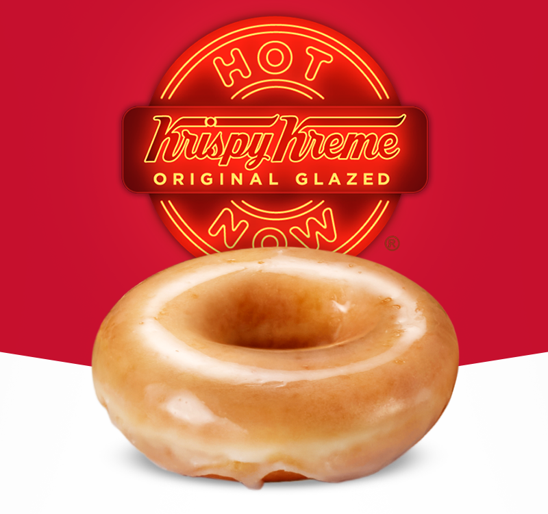 When the Krispy Kreme Hot Now Sign is on - that means Fresh off the line Original Glazed® Doughnuts at Hot Light Stores Krispy Kreme Hot Light Neon Sign and a Fresh off the line Original Glazed Doughnut
